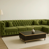 Green Velvet Tufted Sofa